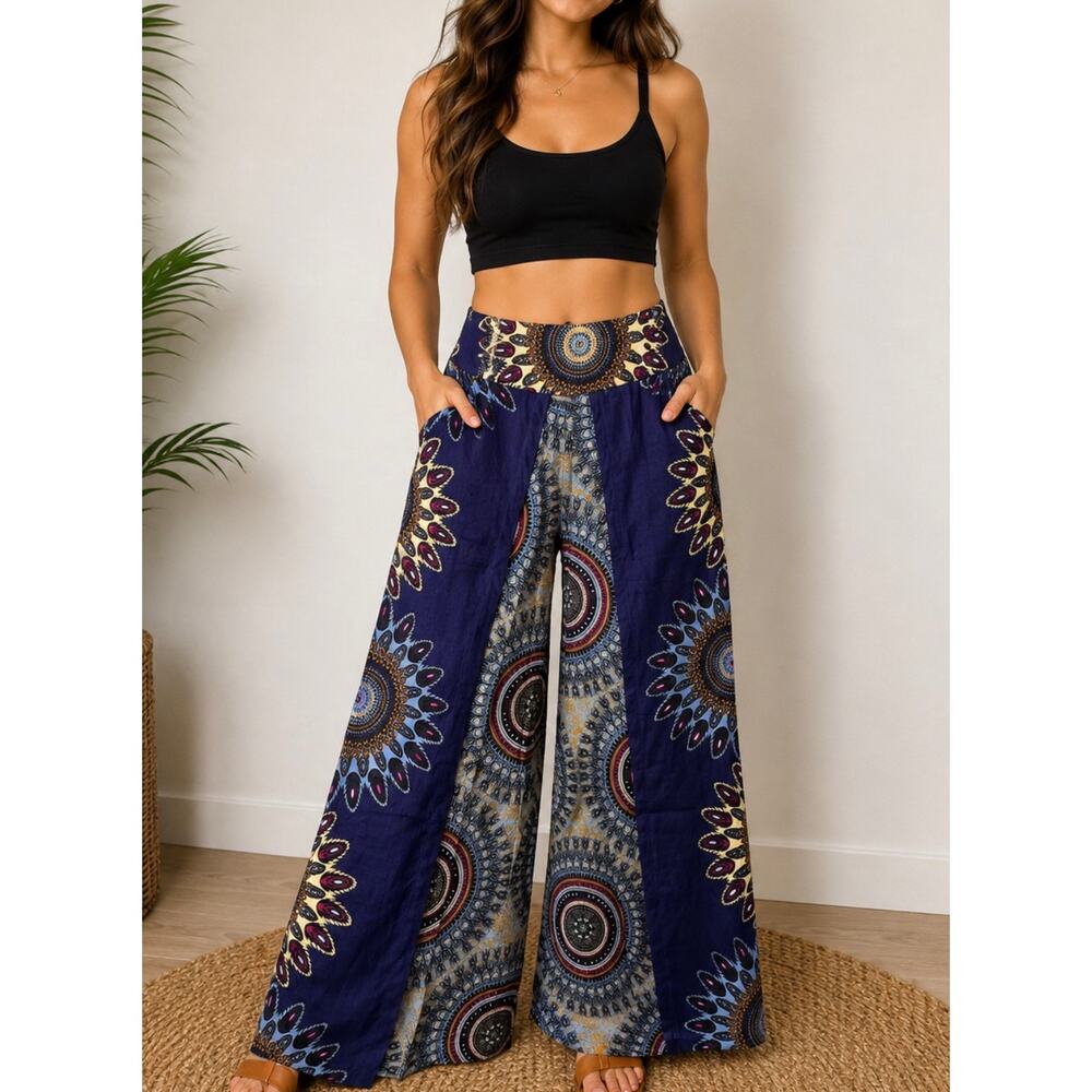Boho Mandala Wide-Leg Pants